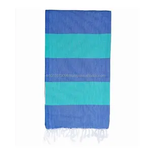 Double Wholesale Peshtemal Towel from Turkey PEST106 BLUE GREEN Rainbow Collection
