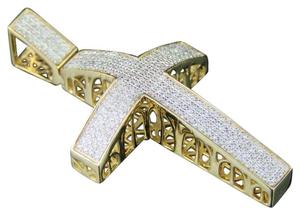 Pendentif croix Style Hip Hop, étiquette en diamant naturel, or jaune 14k, vente en gros, 2.90, tendance 100% - Product Image 2