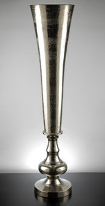 Jarrón de trompeta de Metal y cristal de diseño único para boda, fiesta, evento, decoración de mesa, jarrones de flores de cristal plateado - Product Image 4