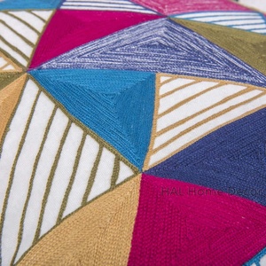 Custom Embroidered Cotton Cushion Cover, Decorative Cotton Pillow Case Indian Home Decor Throw Pillow - Product Image 6