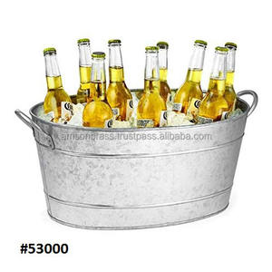 Conception martelée en métal Baignoire de refroidissement de boissons Baignoire à vin en métal Boisson Seau à glace ovale en métal de haute qualité - Product Image 2