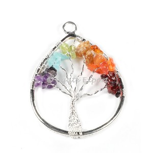 Juego de piedras para chacras, compra en línea, corazón, 7 Chakras, árbol en forma de ágata, colgante - Product Image 1