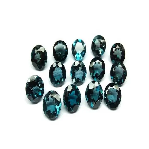 En çok satan en kaliteli 5mm doğal londra mavi Topaz Faceted yuvarlak takı yapımı şifa gevşek taşlar