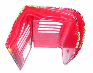 Fashionable Microfiber Wallet With Button Closure Red Circular Pattern Design Convenient Portable <b>Tool</b> Storage Case - Product Image 2