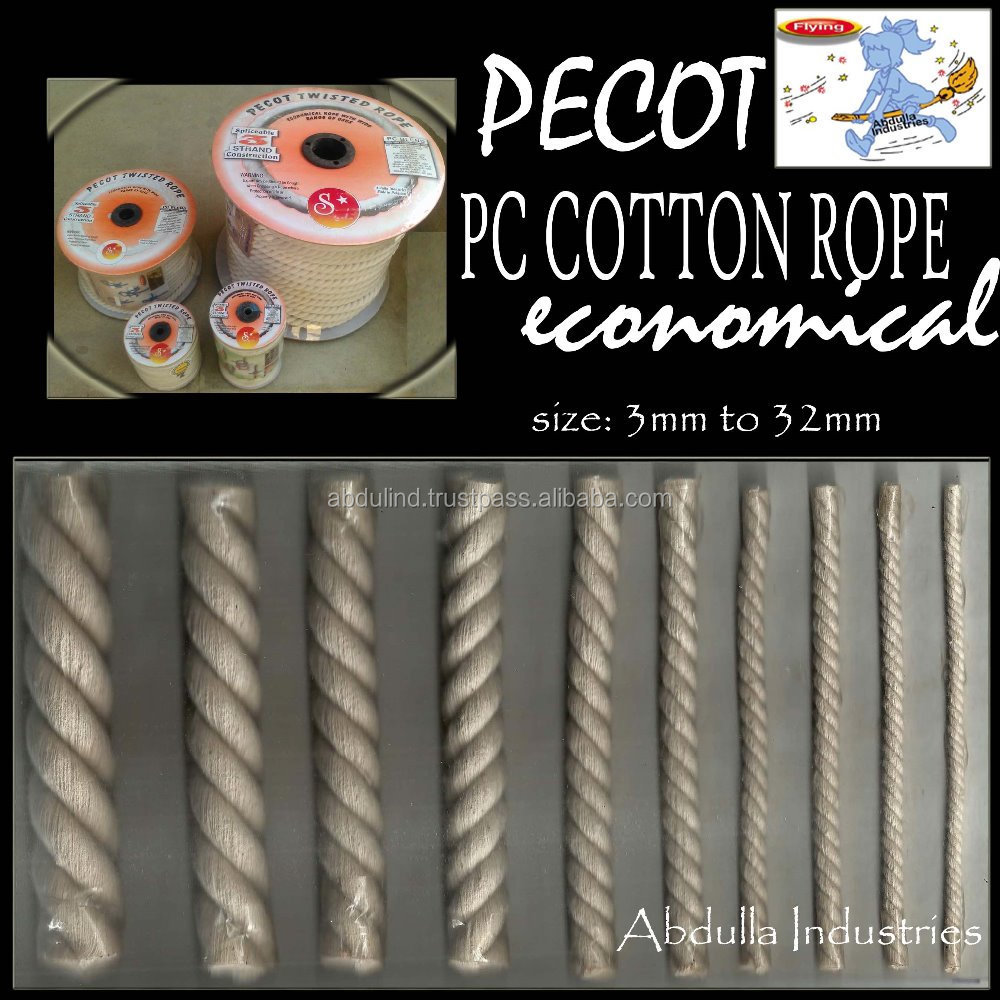 Очень экономичная хлопковая веревка (хлопковая веревка), 3 нити, размер от 2 мм до 30 мм