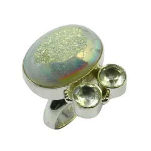 चंकी थोक 925 स्टर्लिंग चांदी टाइटेनियम Druze बहु रत्न की अंगूठी चांदी के गहने थोक व्यापारी और निर्माता