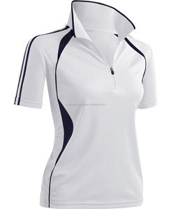 Camiseta de manga corta con cremallera para chica, Polo blanco, Camiseta deportiva - Product Image 1