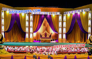 Blanco-azul tema maletero Pilar boda escenario trompa de elefante diseño recepción etapas última boda escenario fabricante - Product Image 3