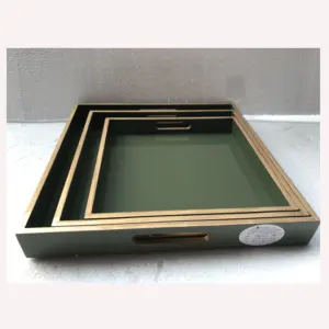 Bandeja de servicio cuadrada de laca de alta calidad superventas Material MDF directamente de Vietnam - Product Image 1