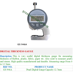 Medidor de Espesor Digital GREEN STARS SA PVT LTD GS 946A para Joyería, Herramientas y Equipos, Medidores y Tamaños de Anillos/Brazaletes, Origen India - Product Image 2