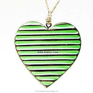 Colored Carved Wood <b>Heart</b> <b>Wooden</b> <b>Heart</b> Decoration of Green Color Christmas Decorations - Product Image 1