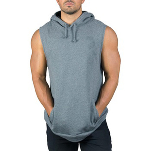 Hombres Bodybuilding Gym Training Workout Running Sudaderas con capucha sin mangas Slim Fits Algodón Poliéster Pullover Sudadera con capucha sin mangas - Product Image 1