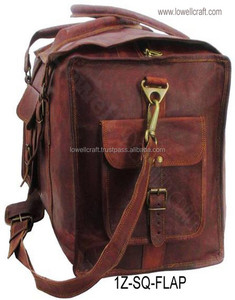 Vintage <b>Leather</b> Duffel <b>Bag</b> With Buckle Strap Closure Unisex Travel Backpack 36–55L Capacity <b>Soft</b> Handle Design - Product Image 2