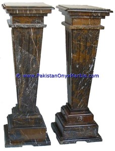Pedestales de mármol negro y dorado tallados a mano Pantalla de columna única Pilares romanos sólidos - Product Image 6