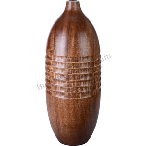 Florero de madera tallado a mano Florero de decoración para el hogar y la Oficina Florero de madera redondo hecho a mano Venta directa de fábrica a precio mayorista - Product Image 1