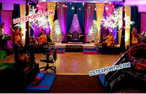 Boda Sangeet ceremonia brillante y colorido de telón de fondo de boda personalizado Sangeet decoración telón de fondo de boda caso Mehndi Decoración - Product Image 6