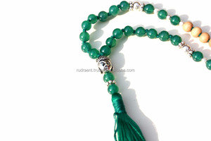 Venta caliente espiritual Japamala Aventurina madera Mala cuentas anudadas borla Mala collar hecho a mano cuentas de oración - Product Image 4