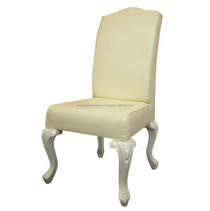 Silla de comedor de caoba, muebles franceses de Japón, tapizado en color blanco - Product Image 1