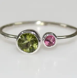 Anillo de peridoto verde, anillo de bodas de plata 925 de piedras preciosas, joyería de plata de ley al por mayor para mujeres y niñas del exportador indio