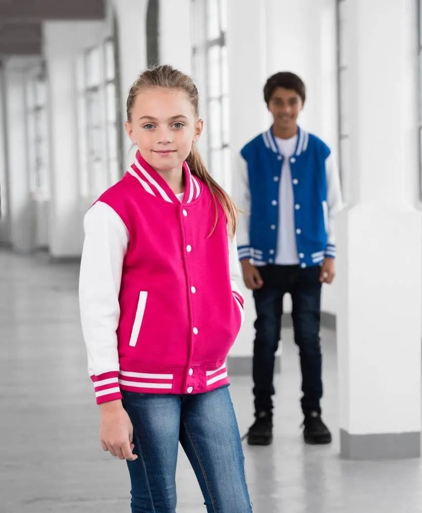 Chaqueta de equipo universitario para bebé, chaqueta de equipo universitario para niños, Color rosa