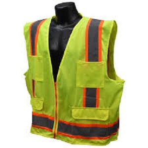 Gilet de sécurité arpenteur orange bicolore Polyester haute visibilité multi-poches fermeture éclair respirant antistatique imperméable caractéristiques réfléchissantes - Product Image 1
