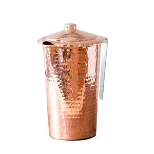 Pichet à eau en cuivre massif martelé de haute qualité, fabriqué en Inde, par un fabricant de premier plan - Product Image 3
