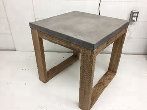 Mesa de centro de hormigón de fibrocemento con pata de madera de acacia para muebles de primera calidad para comedor de interior y exterior - Product Image 3