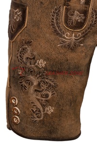 Pantalon de costume traditionnel pour homme, marron doré, longueur genou, broderie crème, finition vintage, look ancien traditionnel, pour l'Oktoberfest - Product Image 4