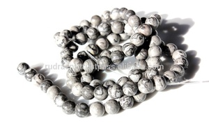 Cuentas sueltas de jaspe gris, hebras Naturales, redondas, Naturales, piedra curativa de cristal - Product Image 5