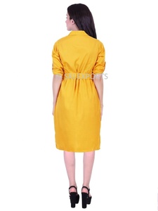 ออกแบบใหม่ร้อนขายโรงงาน Plus ขนาดที่กำหนดเองชุดธรรมดาสำหรับผู้หญิงเข่าความยาวปุ่มสีทอง - Product Image 3