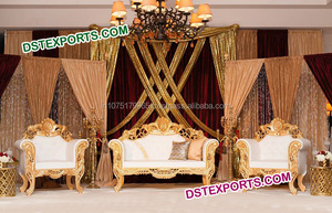 Conjunto de sofá de compromiso para escenario, conjunto de muebles de diseño tallado pesado, de estilo indio real, para boda - Product Image 5