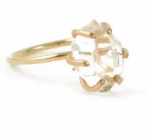 水晶毛坯切割石头叉套装戒指-镀金手工制作戒指为妇女