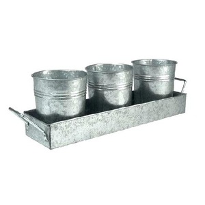 Macetas plateadas, acabados personalizables, accesorios de jardín, macetas para flores y plantas, soporte recubierto de polvo negro - Product Image 4