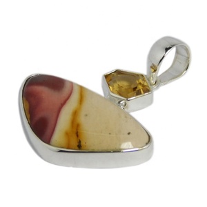 Colgante de múltiples piedras preciosas de mookaita de Plata de Ley 925 estilo Vintage hermosa joyería fina con chapado en oro - Product Image 1