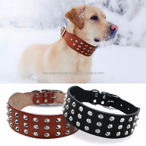 100% personnalisé Premium cuir chien chat collier de luxe solide lisse dentelle forte épaisse formation disponible petit grand Rivet - Product Image 4