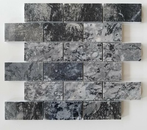 กระเบื้องโมเสคหินอ่อนสีดำขุ่นสไตล์โมเดิร์นกระเบื้องบุผนังตกแต่งสี่เหลี่ยมออกแบบกราฟิกสำหรับอพาร์ทเม้น - Product Image 2