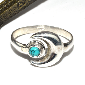 Bagues en argent Sterling 925 en forme de demi-lune douce, Turquoise, bijoux en argent 925, pierres précieuses - Product Image 2