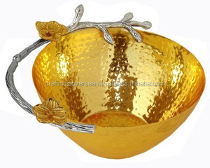 La mayoría de las tendencias Tazón de decoración de mesa Oro y aluminio para uso en decoración del hogar Decoración DE MESA DE ALUMINIO Tazón chapado en oro - Product Image 1
