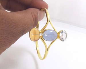 Ensemble de bijoux en plaqué or avec plusieurs pierres Fashion Bangles Elegant Bangle Bracelet - Product Image 4