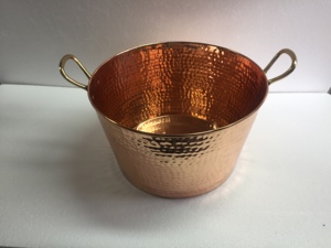 Tazón Grande de Cobre Martillado para Pedicura de Spa con Asas de Latón - Product Image 4