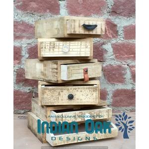 Tiroirs hauts en chêne massif rustique commode de lingerie en bois de mangue pour la maison meubles de salle à manger avec fonctionnalités de rangement - Product Image 4