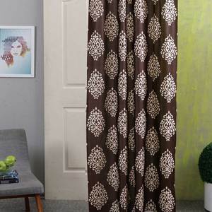 Imprimé Fenêtre Offre Spéciale Rideaux Floral Coton Marron Et Beige Rideaux - Product Image 2