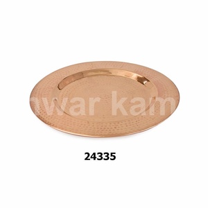 Plaque de chargeur ronde en cuivre pur 100% martelé pour plaque spéciale de cuisine pour hôtel de restaurant décoratif à la maison - Product Image 2