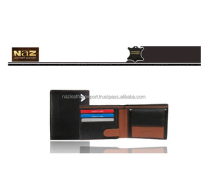 Portefeuilles pour hommes en cuir véritable multi-usages noirs à double pliage avec blocage RFID et fermeture ouverte - Product Image 2