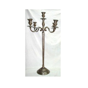Wholesale <b>Cheap</b> Candelabra 5 Arm Silver Plated Shiny Aluminum Candelabras Wedding Candelabra Metal Candlestick <b>Candle</b> Holder - Product Image 1