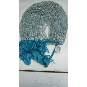 Pierres précieuses naturelles aigue-marine laiteuse, perles rondes de 12.50 pouces de long pour la fabrication d'accessoires de bijoux, taille 3mm - Product Image 2