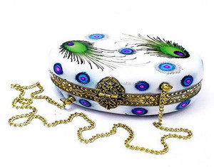 Luxrey artesanía de pluma de pavo real de metal resina indio embrague bolsas - Product Image 2