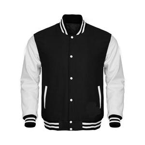 Krijgen Uw Eigen Custom <span class=keywords><strong>Design</strong></span> Witte Lederen Mouwen Met Zwarte Wollen Baseball Letterman Jassen Mannen College <span class=keywords><strong>Varsity</strong></span> Jassen - Product Image 3
