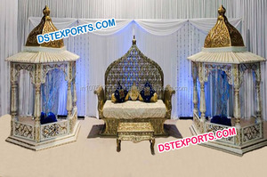 Decoración de Escenario para Bodas Indias, Pilares Reales Sona Chandi, Hechos a Mano por Fabricante Australiano, Escenario Moderno de Fibra, Estilo Indio, EE. UU. - Product Image 3
