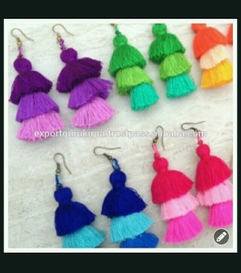 Más a mano hilo de seda borla pendientes para las mujeres - Product Image 3